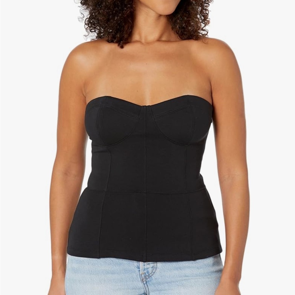 Black Strapless Bustier Top